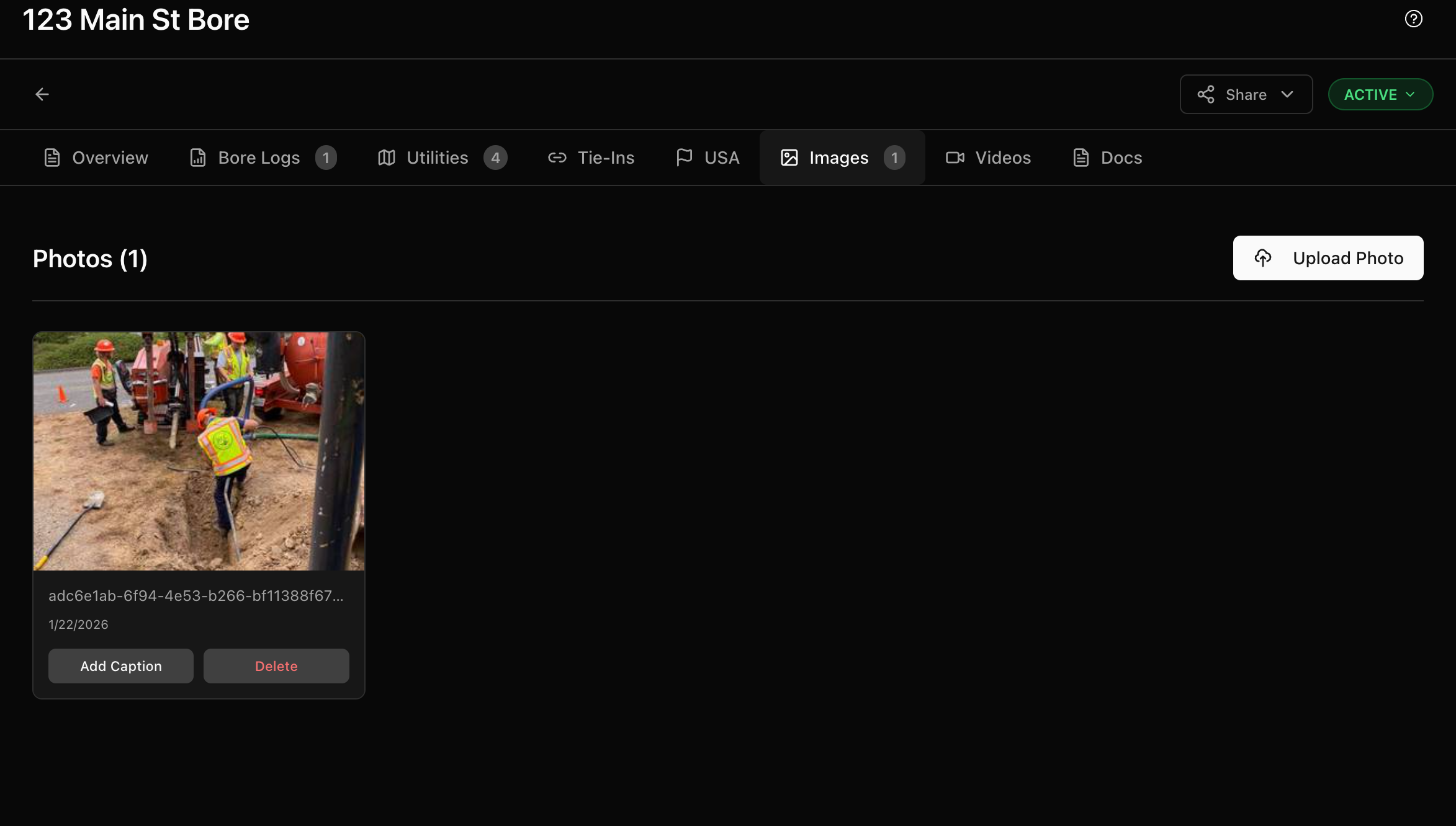 Photo gallery showing job site images